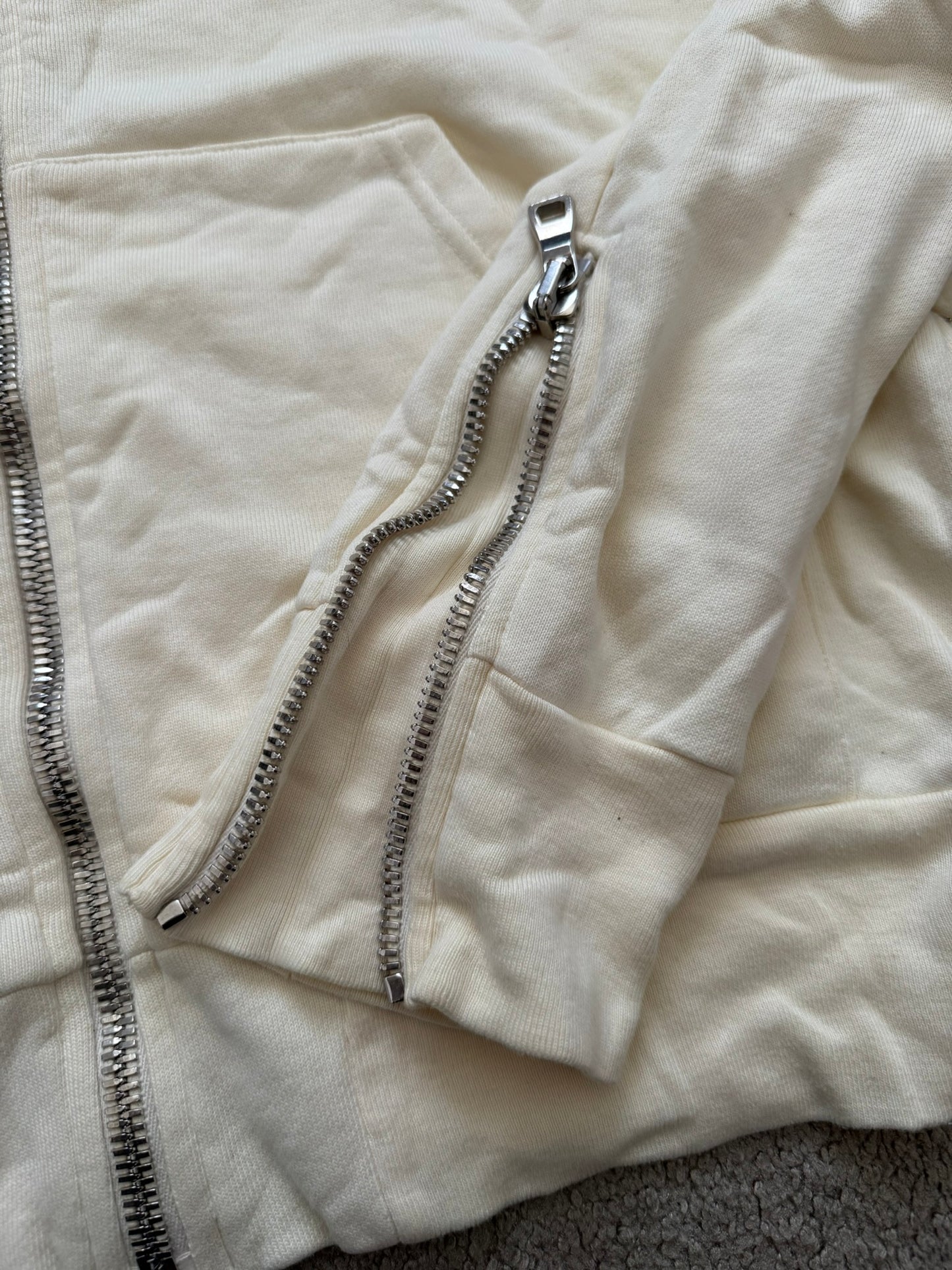 FW11 Balmain by Christophe Decarnin Cream Side Zipper Hoodie