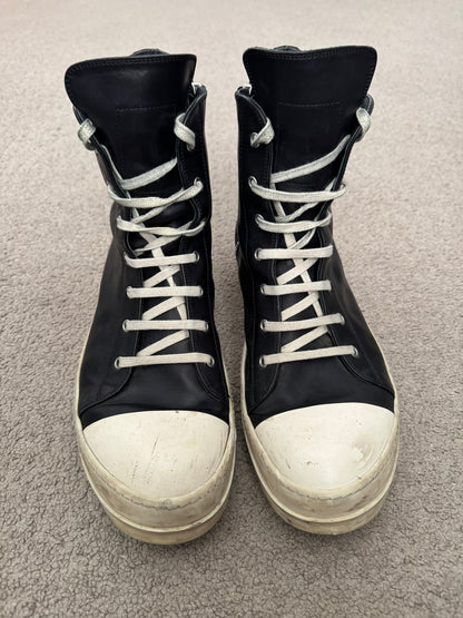 SS24 Rick Owens Mainline Leather Ramones High Top Sneakers