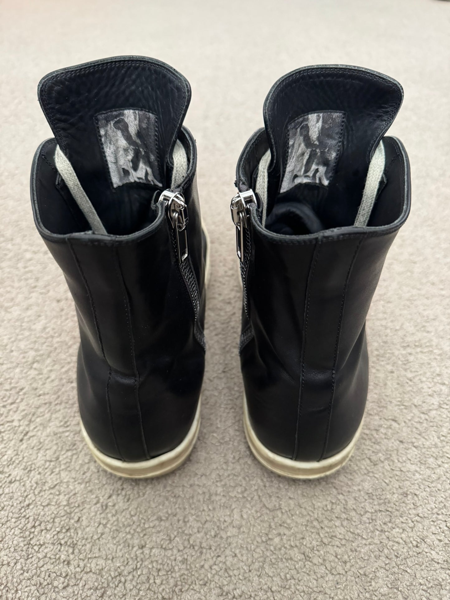 SS24 Rick Owens Mainline Leather Ramones High Top Sneakers