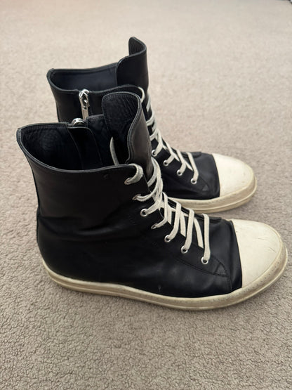 SS24 Rick Owens Mainline Leather Ramones High Top Sneakers