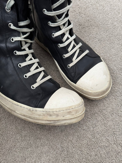SS24 Rick Owens Mainline Leather Ramones High Top Sneakers