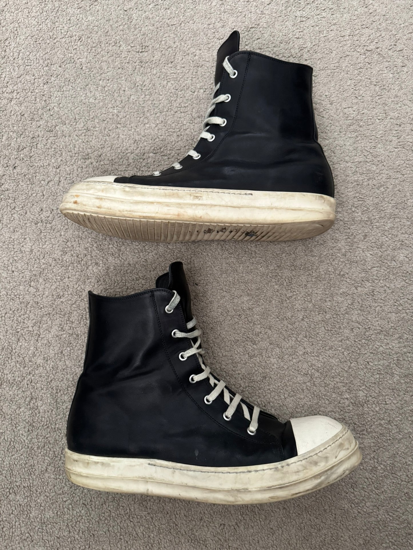 SS24 Rick Owens Mainline Leather Ramones High Top Sneakers