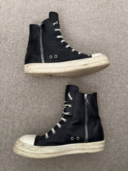 SS24 Rick Owens Mainline Leather Ramones High Top Sneakers