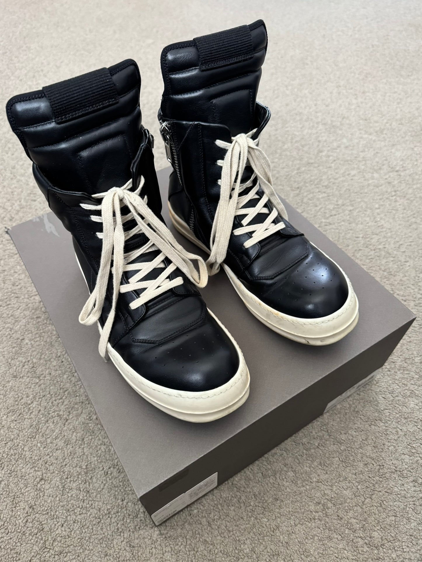 FW18 Rick Owens Mainline Black & White Geobasket Sneakers