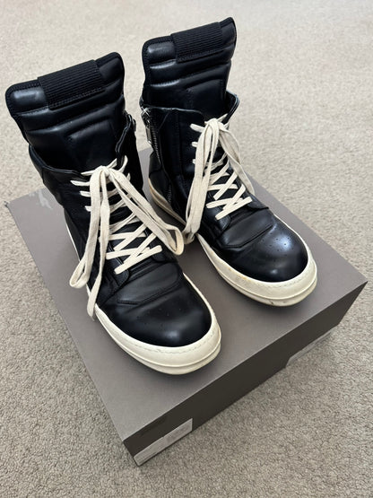 FW18 Rick Owens Mainline Black & White Geobasket Sneakers