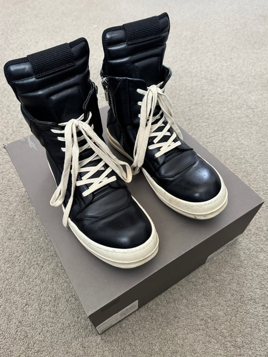 FW18 Rick Owens Mainline Black & White Geobasket Sneakers