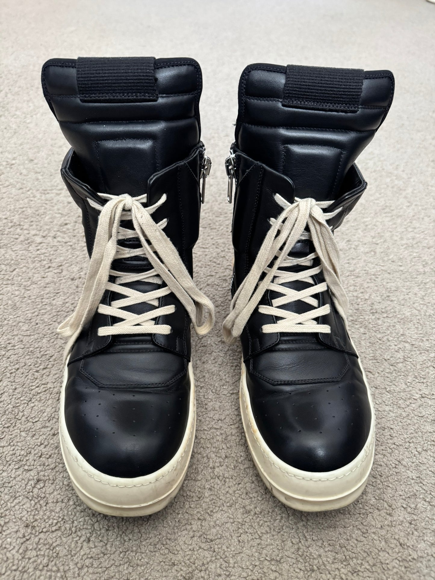FW18 Rick Owens Mainline Black & White Geobasket Sneakers