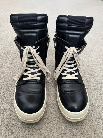 FW18 Rick Owens Mainline Black & White Geobasket Sneakers