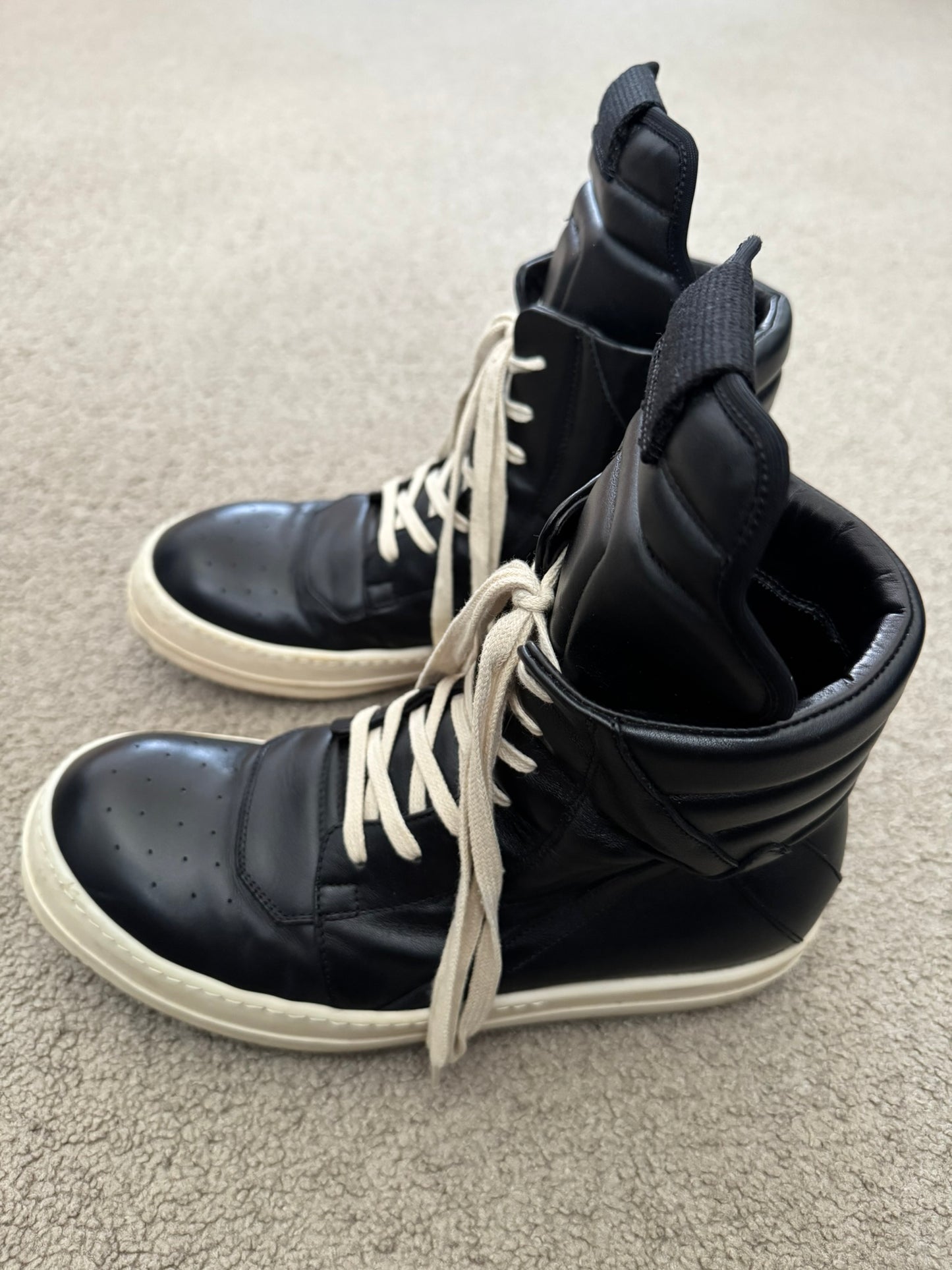 FW18 Rick Owens Mainline Black & White Geobasket Sneakers