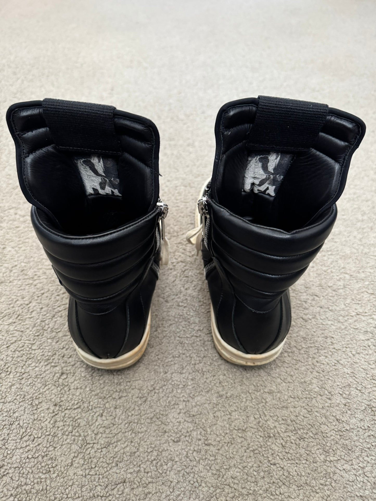 FW18 Rick Owens Mainline Black & White Geobasket Sneakers