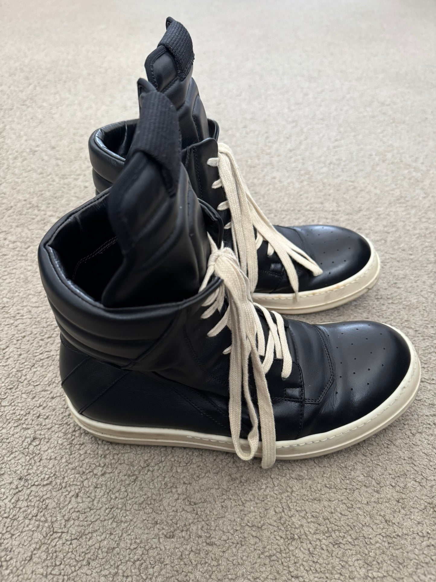 FW18 Rick Owens Mainline Black & White Geobasket Sneakers