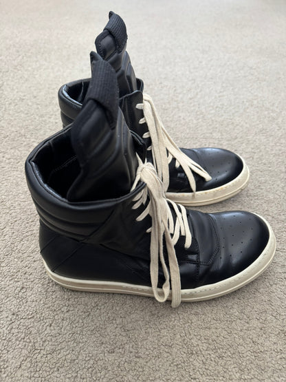 FW18 Rick Owens Mainline Black & White Geobasket Sneakers