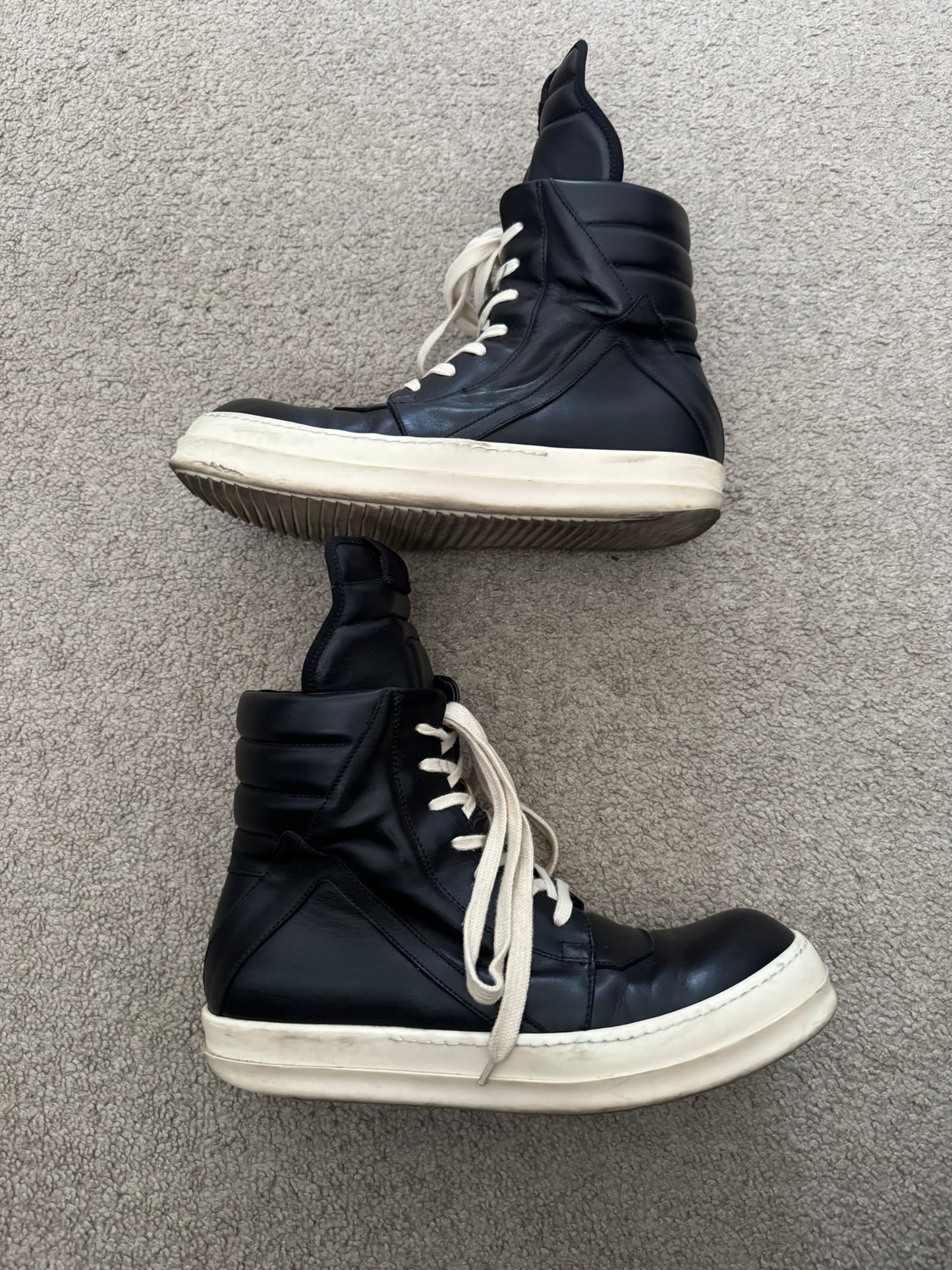 FW18 Rick Owens Mainline Black & White Geobasket Sneakers