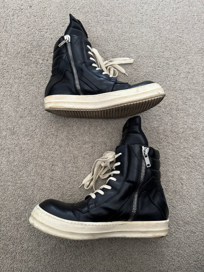FW18 Rick Owens Mainline Black & White Geobasket Sneakers