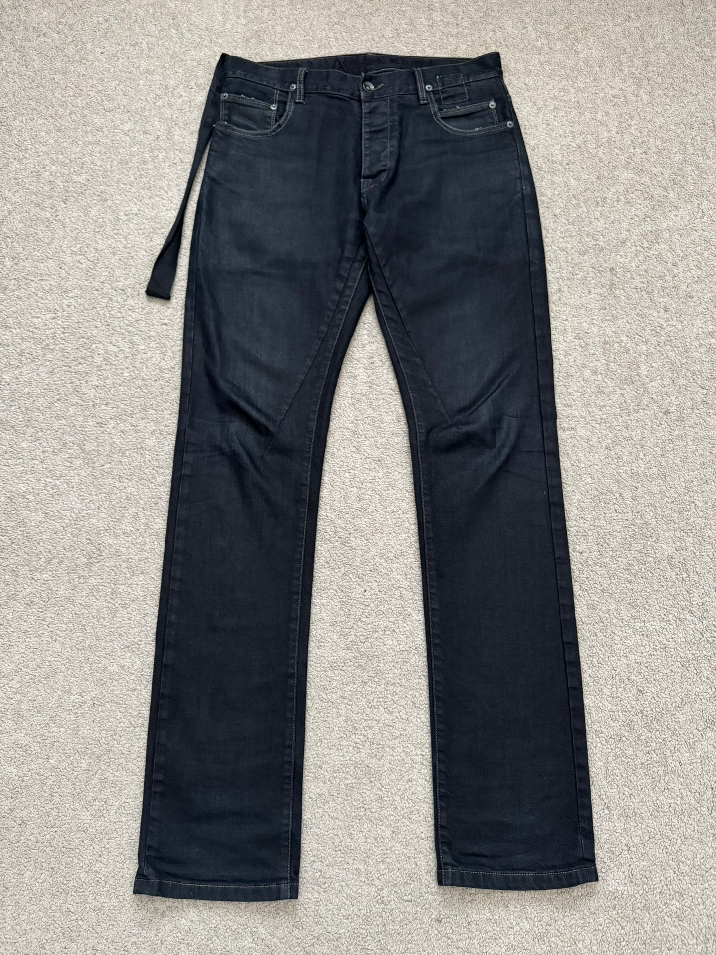 SS11 Rick Owens DRKSHDW "Anthem" Coated Detroit Cut Denim Jeans