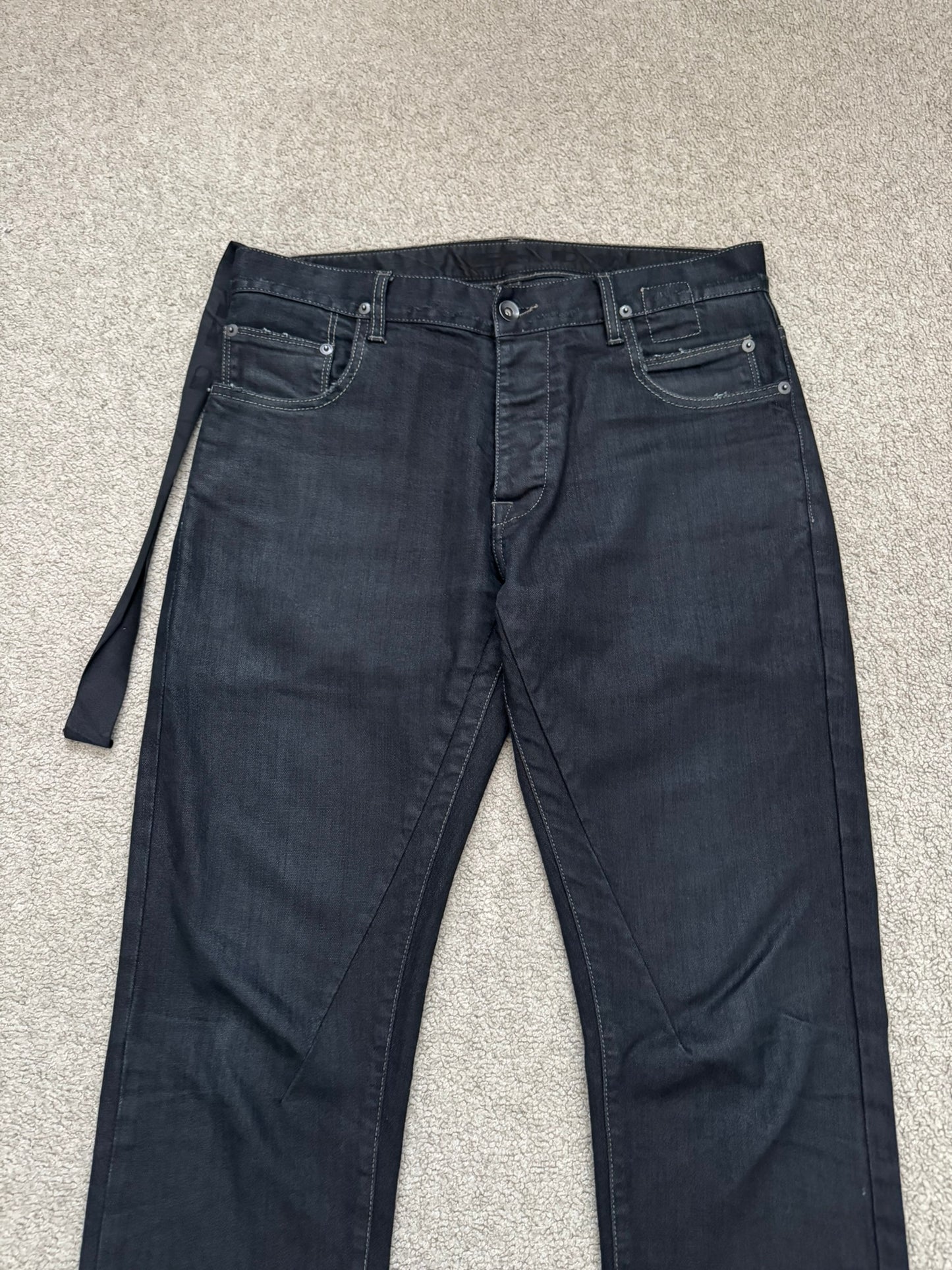 SS11 Rick Owens DRKSHDW "Anthem" Coated Detroit Cut Denim Jeans