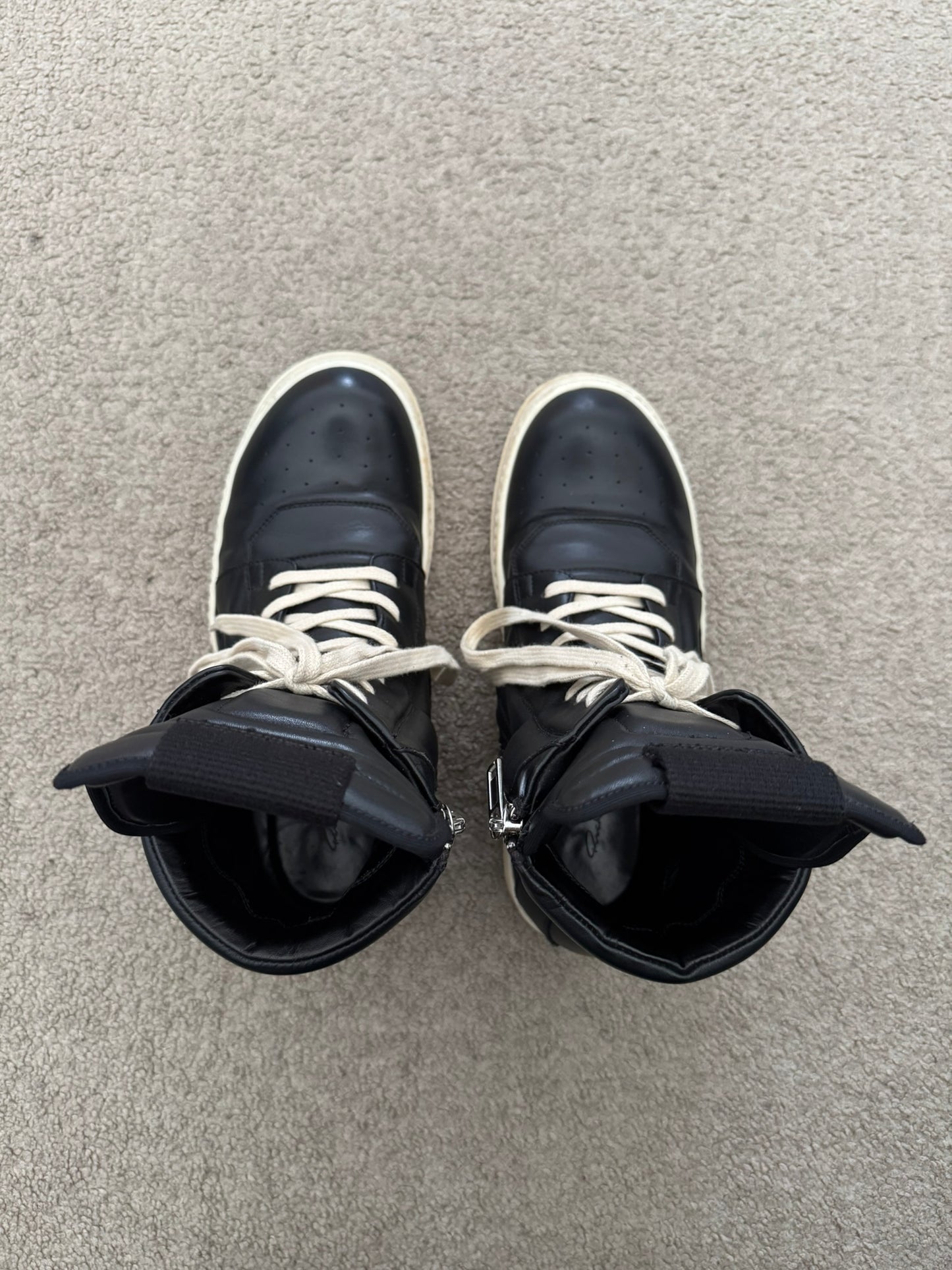 FW18 Rick Owens Mainline Black & White Geobasket Sneakers