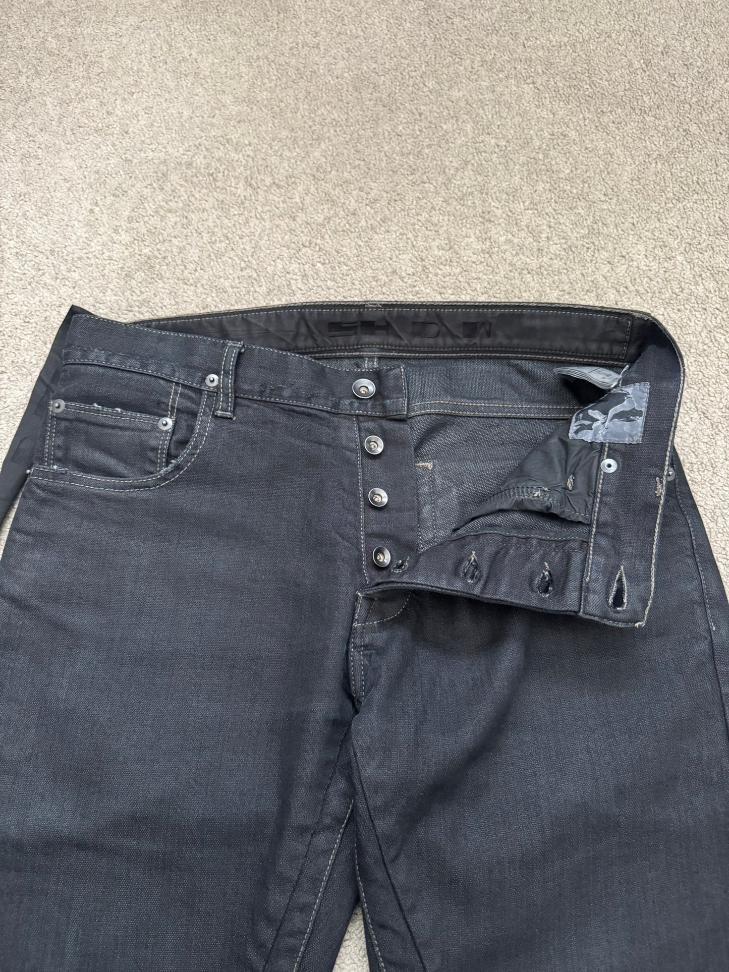 SS11 Rick Owens DRKSHDW "Anthem" Coated Detroit Cut Denim Jeans