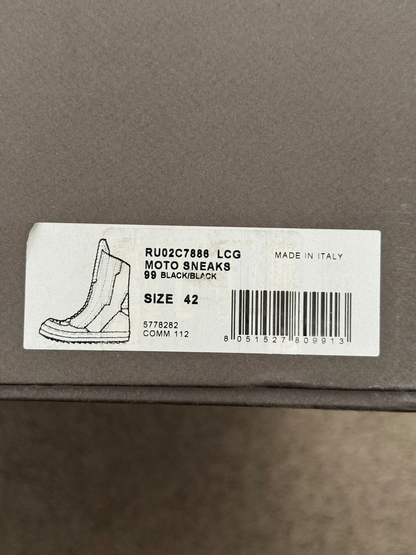 FW23 Rick Owens Mainline Black Leather High Biker "High" Sneakers