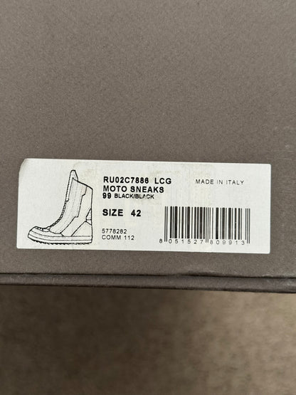 FW23 Rick Owens Mainline Black Leather High Biker "High" Sneakers