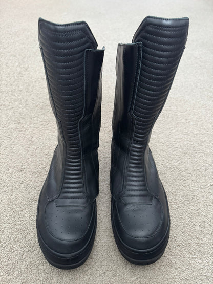 FW23 Rick Owens Mainline Black Leather High Biker "High" Sneakers