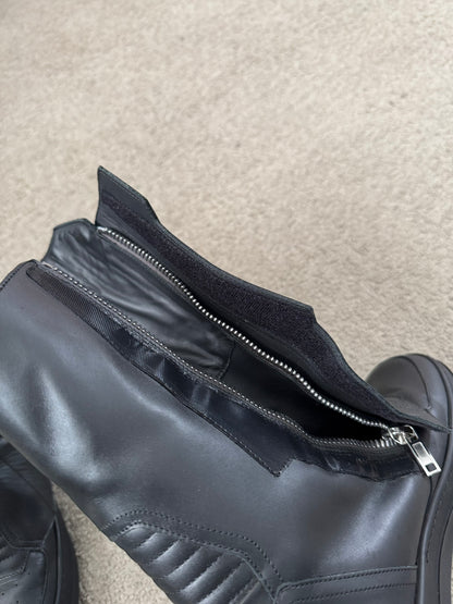 FW23 Rick Owens Mainline Black Leather High Biker "High" Sneakers