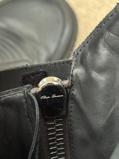 FW23 Rick Owens Mainline Black Leather High Biker "High" Sneakers