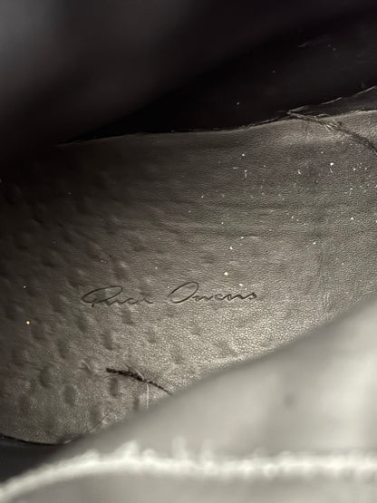 FW23 Rick Owens Mainline Black Leather High Biker "High" Sneakers