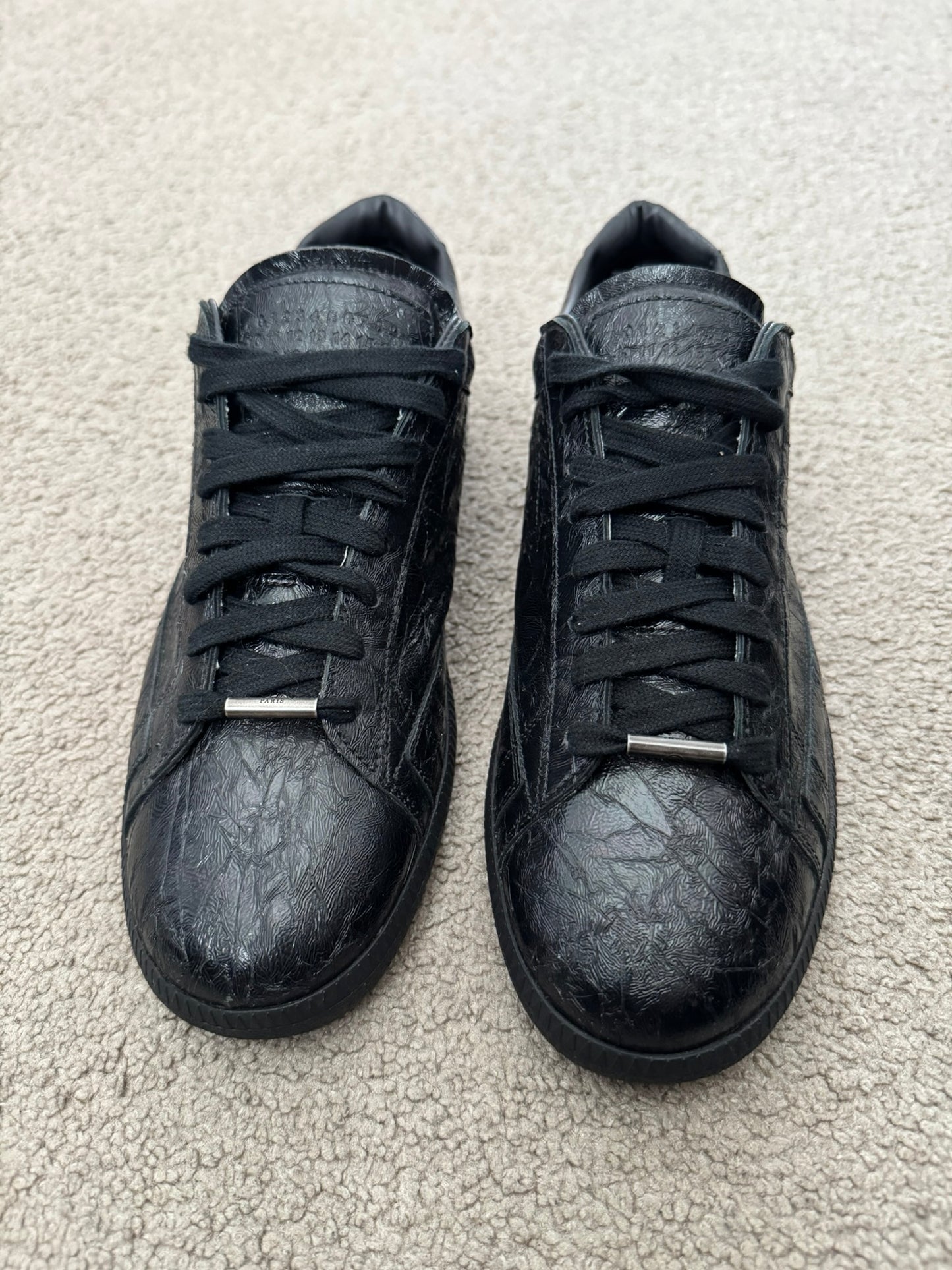 Maison Margiela Black Crinkled Lamb Leather GAT Sneakers