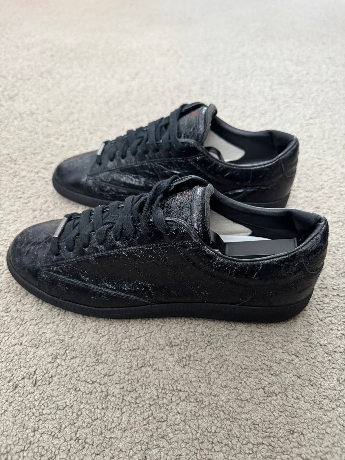 Maison Margiela Black Crinkled Lamb Leather GAT Sneakers
