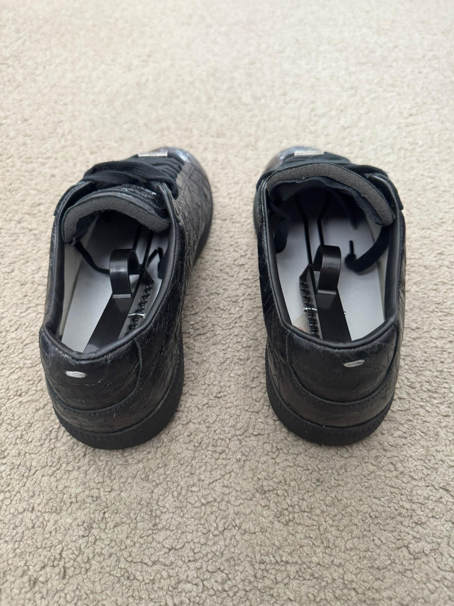 Maison Margiela Black Crinkled Lamb Leather GAT Sneakers