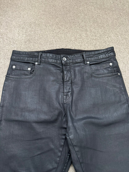 FW20 Rick Owens DRKSHDW Black Waxed Detroit Cut Denim Jeans