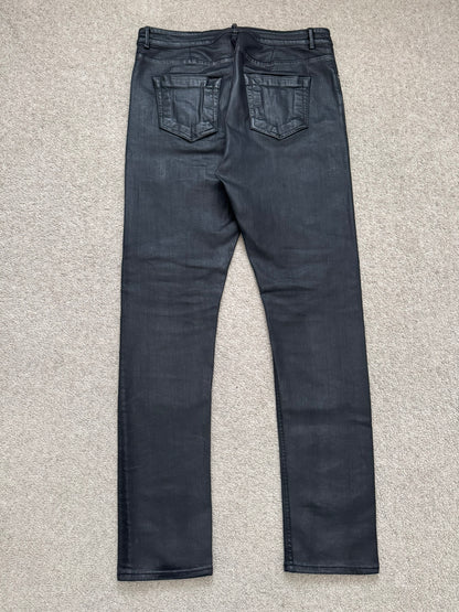FW20 Rick Owens DRKSHDW Black Waxed Detroit Cut Denim Jeans