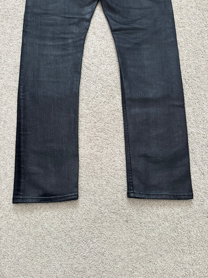 FW20 Rick Owens DRKSHDW Black Waxed Detroit Cut Denim Jeans