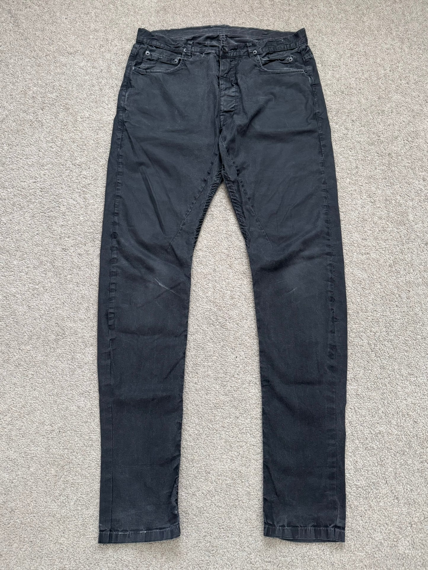 SS14 Rick Owens DRKSHDW Black Mineral Waxed Torrence Denim Jeans