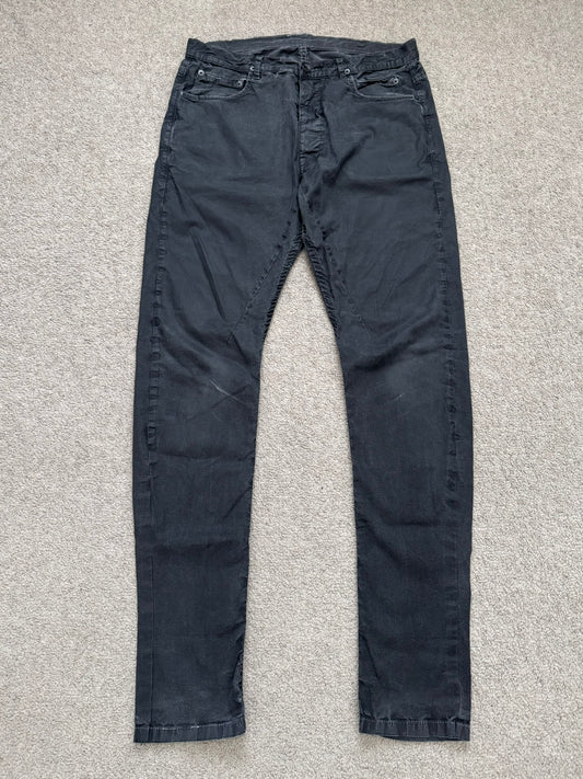 SS14 Rick Owens DRKSHDW Black Mineral Waxed Torrence Denim Jeans