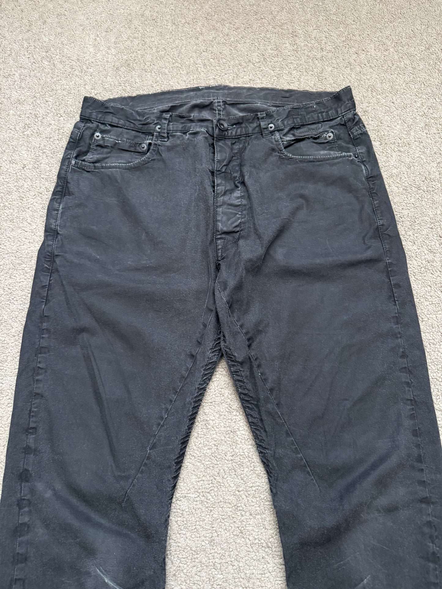 SS14 Rick Owens DRKSHDW Black Mineral Waxed Torrence Denim Jeans