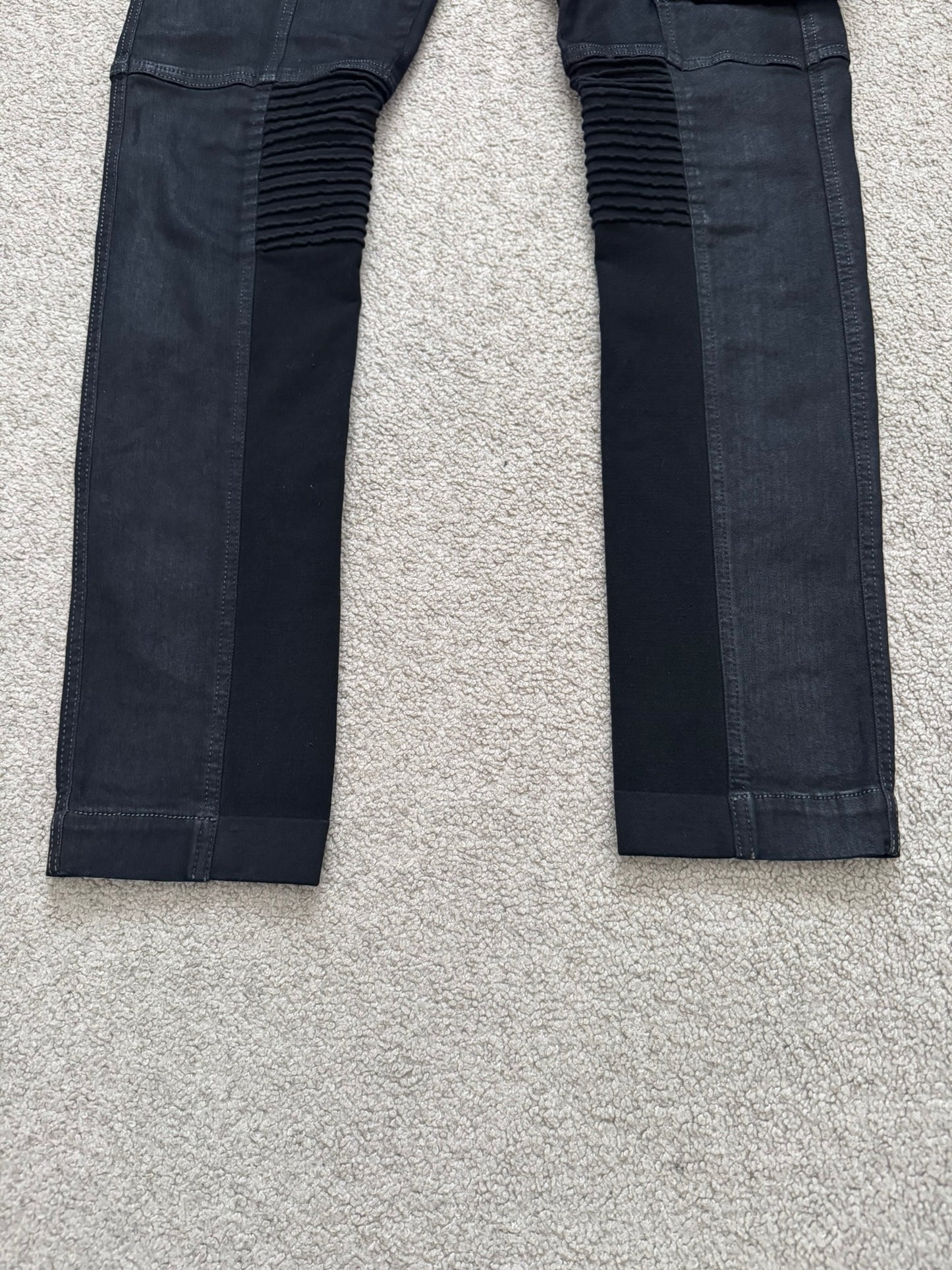 FW16 Rick Owens DRKSHDW Black Waxed Memphis Biker Denim Jeans