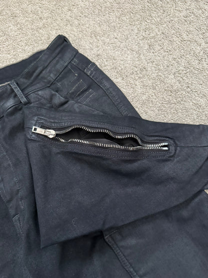 FW16 Rick Owens DRKSHDW Black Waxed Memphis Biker Denim Jeans