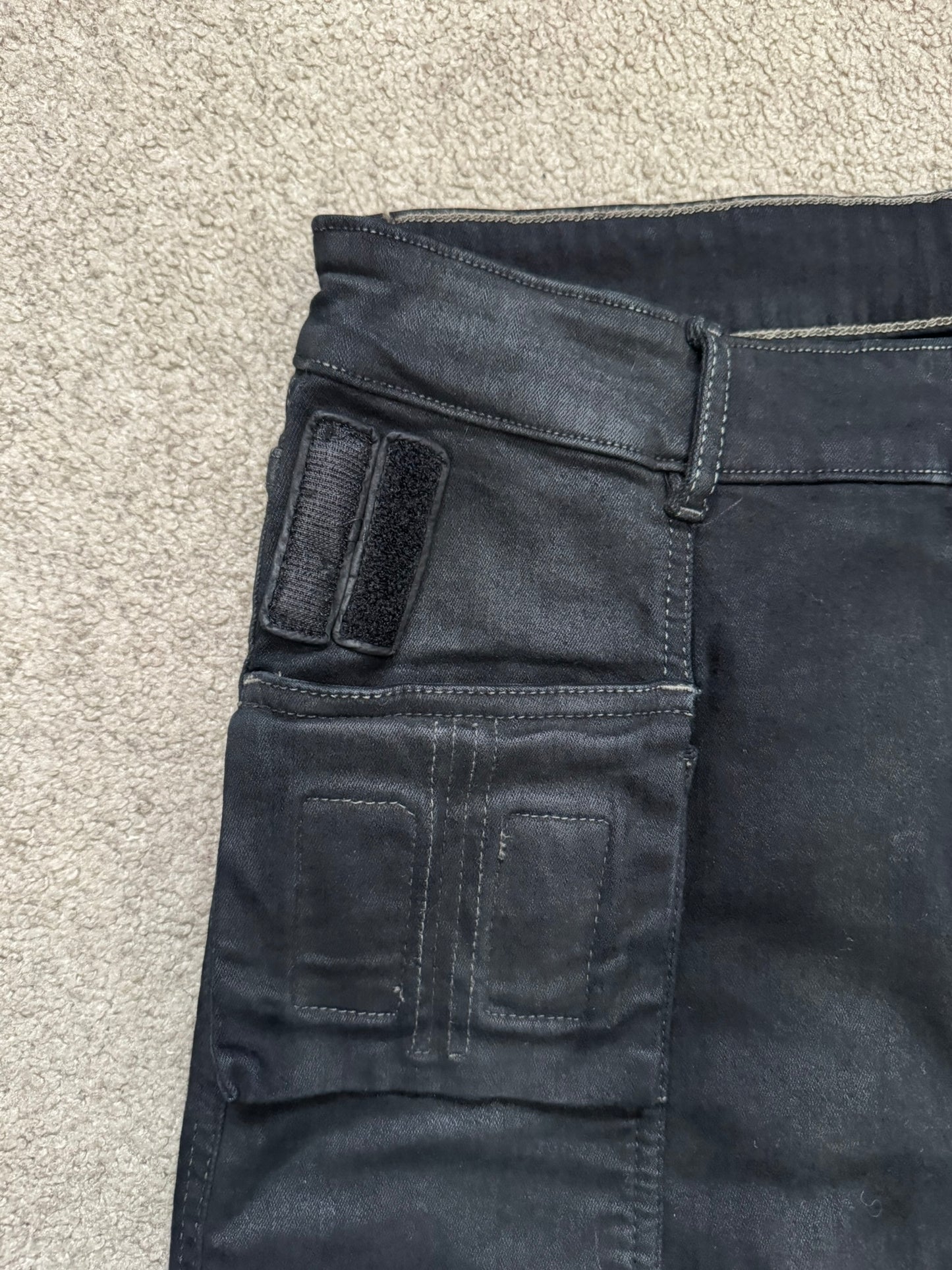 FW16 Rick Owens DRKSHDW Black Waxed Memphis Biker Denim Jeans