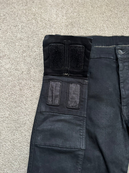 FW16 Rick Owens DRKSHDW Black Waxed Memphis Biker Denim Jeans