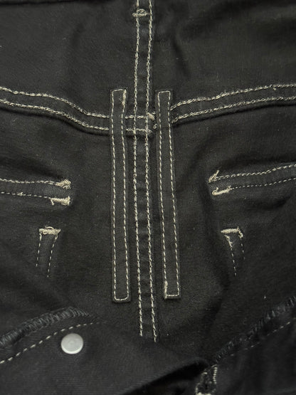 FW16 Rick Owens DRKSHDW Black Waxed Memphis Biker Denim Jeans
