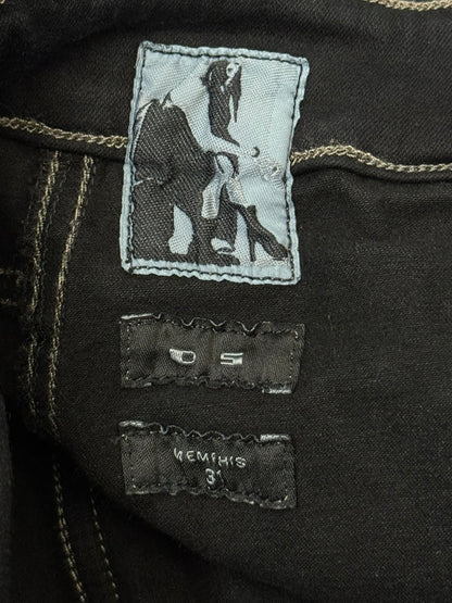 FW16 Rick Owens DRKSHDW Black Waxed Memphis Biker Denim Jeans