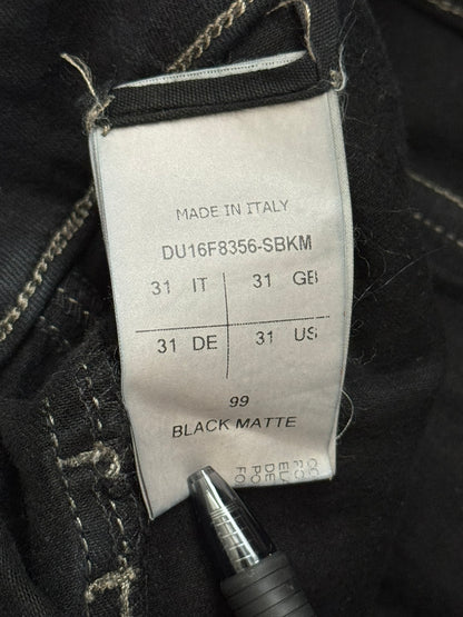 FW16 Rick Owens DRKSHDW Black Waxed Memphis Biker Denim Jeans