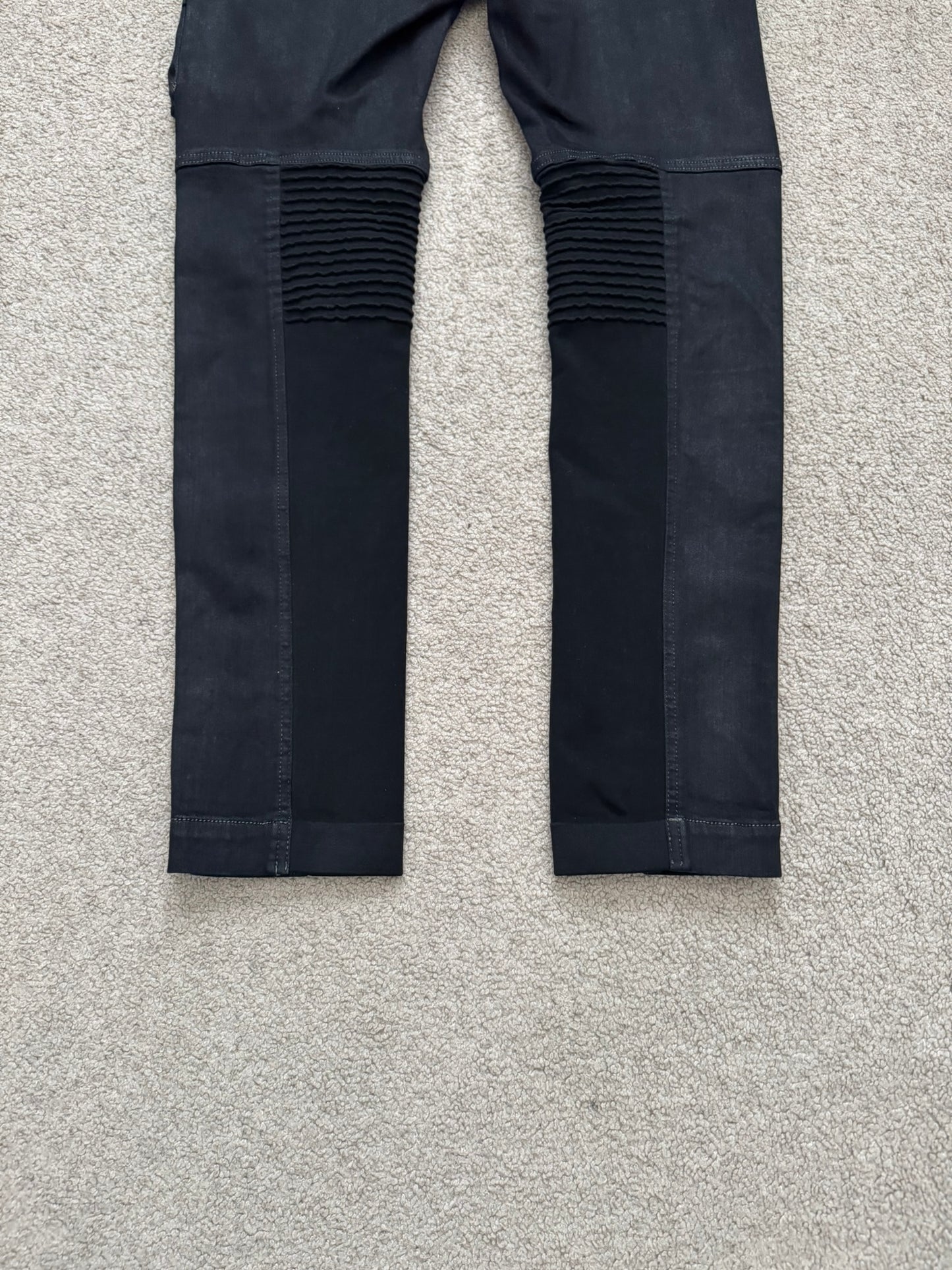 FW16 Rick Owens DRKSHDW Black Waxed Memphis Biker Denim Jeans