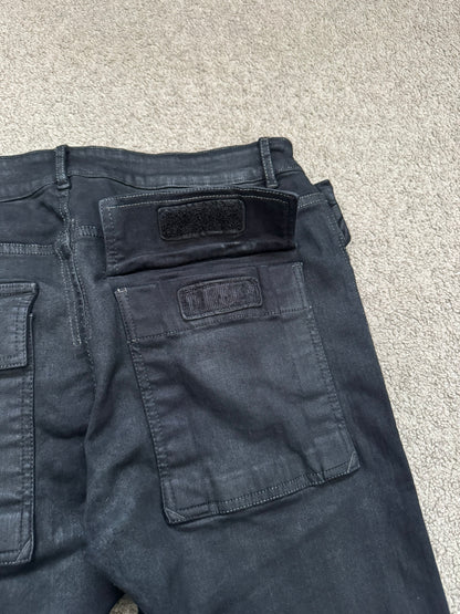 FW16 Rick Owens DRKSHDW Black Waxed Memphis Biker Denim Jeans