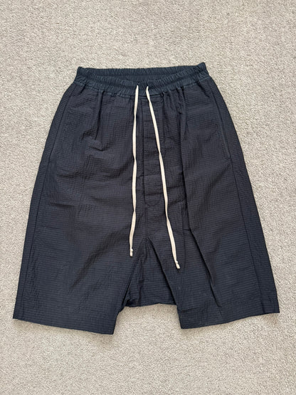 SS19 Rick Owens Mainline "Babel" Nylon Wool Seersucker Pods Shorts