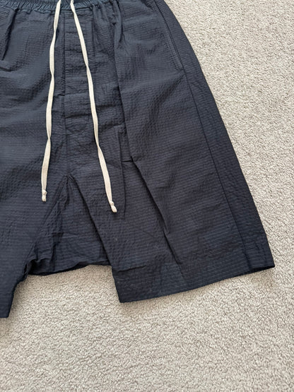 SS19 Rick Owens Mainline "Babel" Nylon Wool Seersucker Pods Shorts