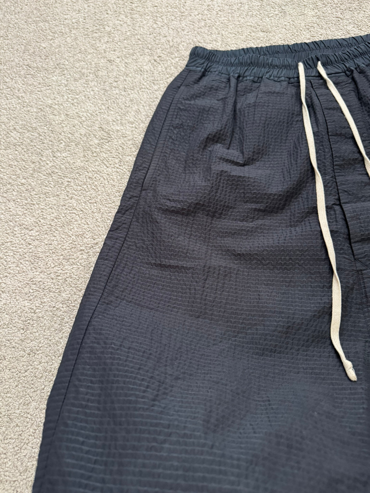 SS19 Rick Owens Mainline "Babel" Nylon Wool Seersucker Pods Shorts