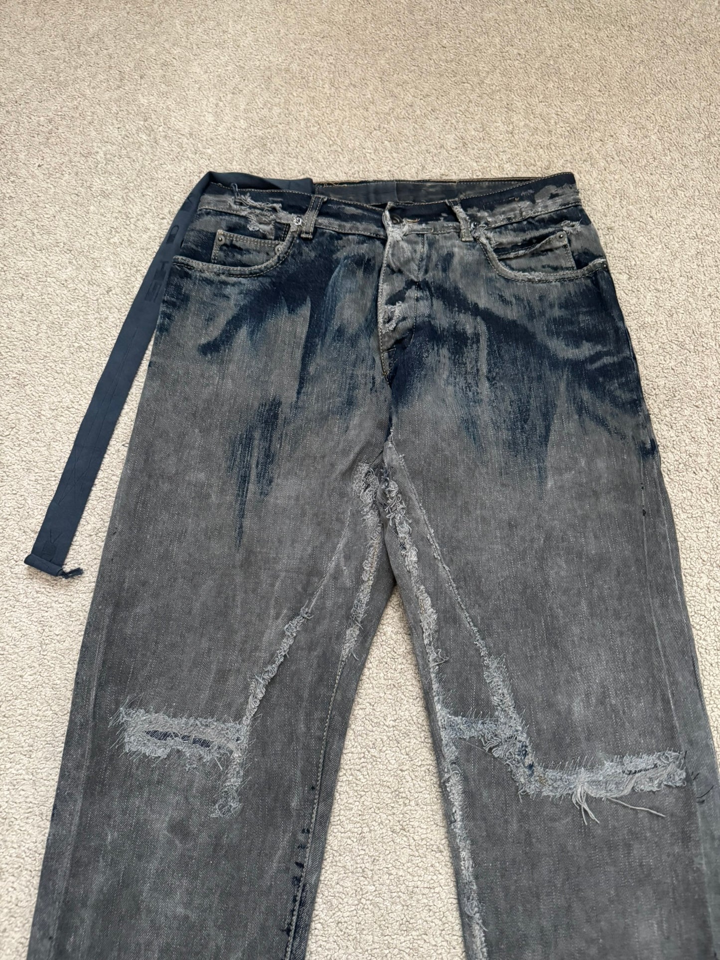 SS09 Rick Owens DRKSHDW "Strutter" Hogwash Repaired Detroit Denim Jeans